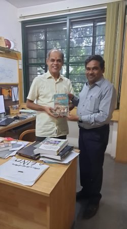 I presented the book Jeevan mein Bhagvadgitato prof. B. Mahadevan, IIM, Bangluru.